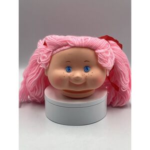 Vintage Zim's Plastic Girl Toy Doll Head Pink Hair Freckles Cheeks SEE